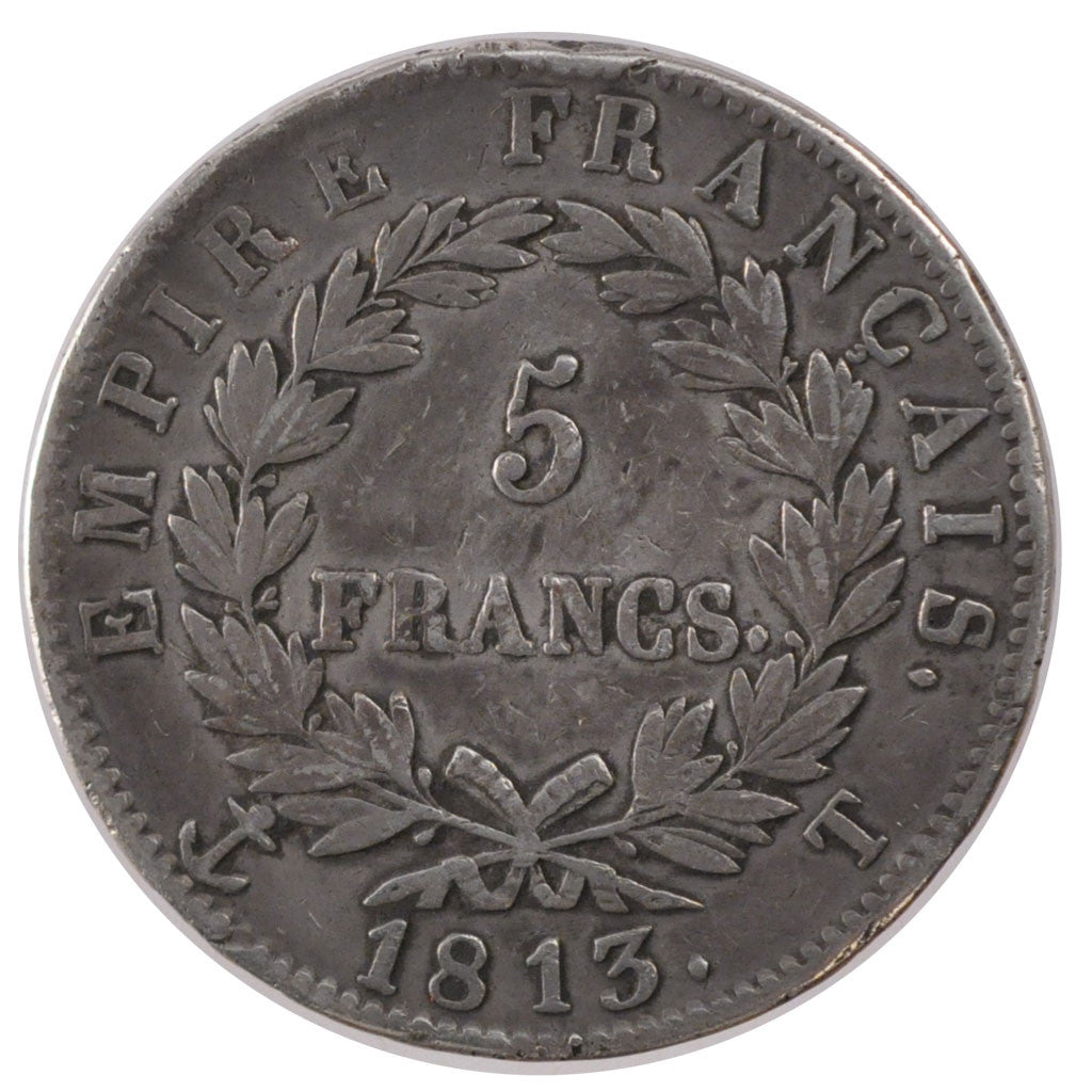 FRANCE, Napoléon I, 5 Francs, 1813, Nantes, KM #694.14, EF(40-45), Silver, G...