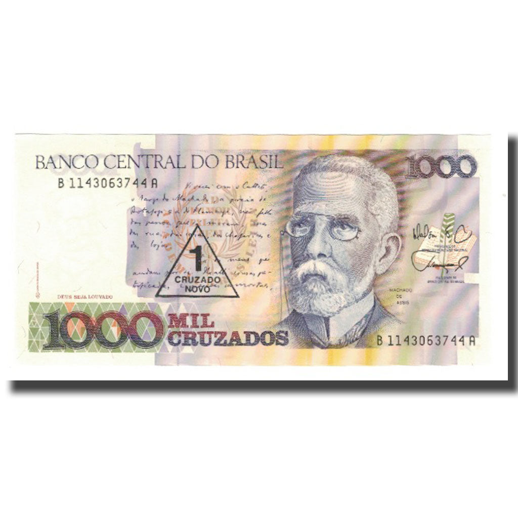 Banconote, Brasile, 1 Cruzado Novo on 1000 Cruzados, Undated (1987-88), KM:216b