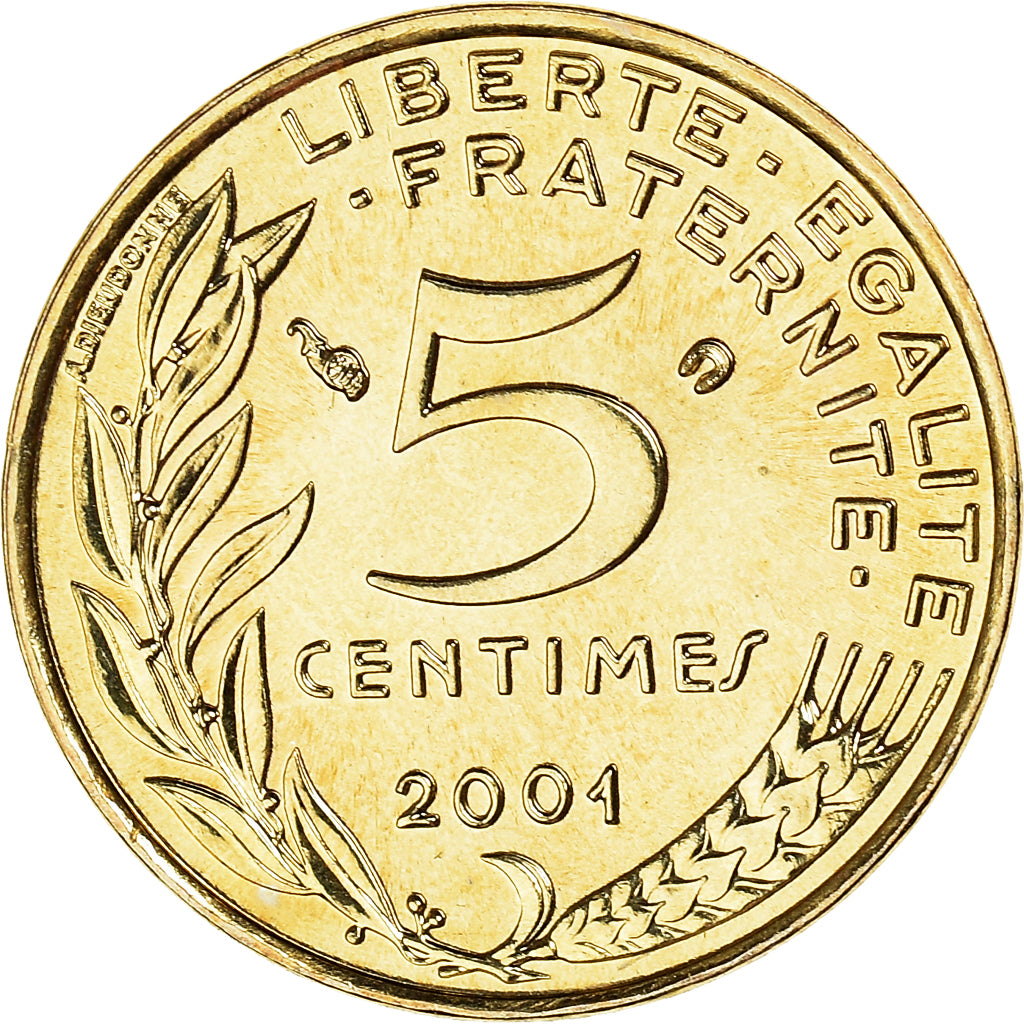 Coin, France, Marianne, 5 Centimes, 2001, Paris, BU, MS(65-70), Aluminum-Bronze