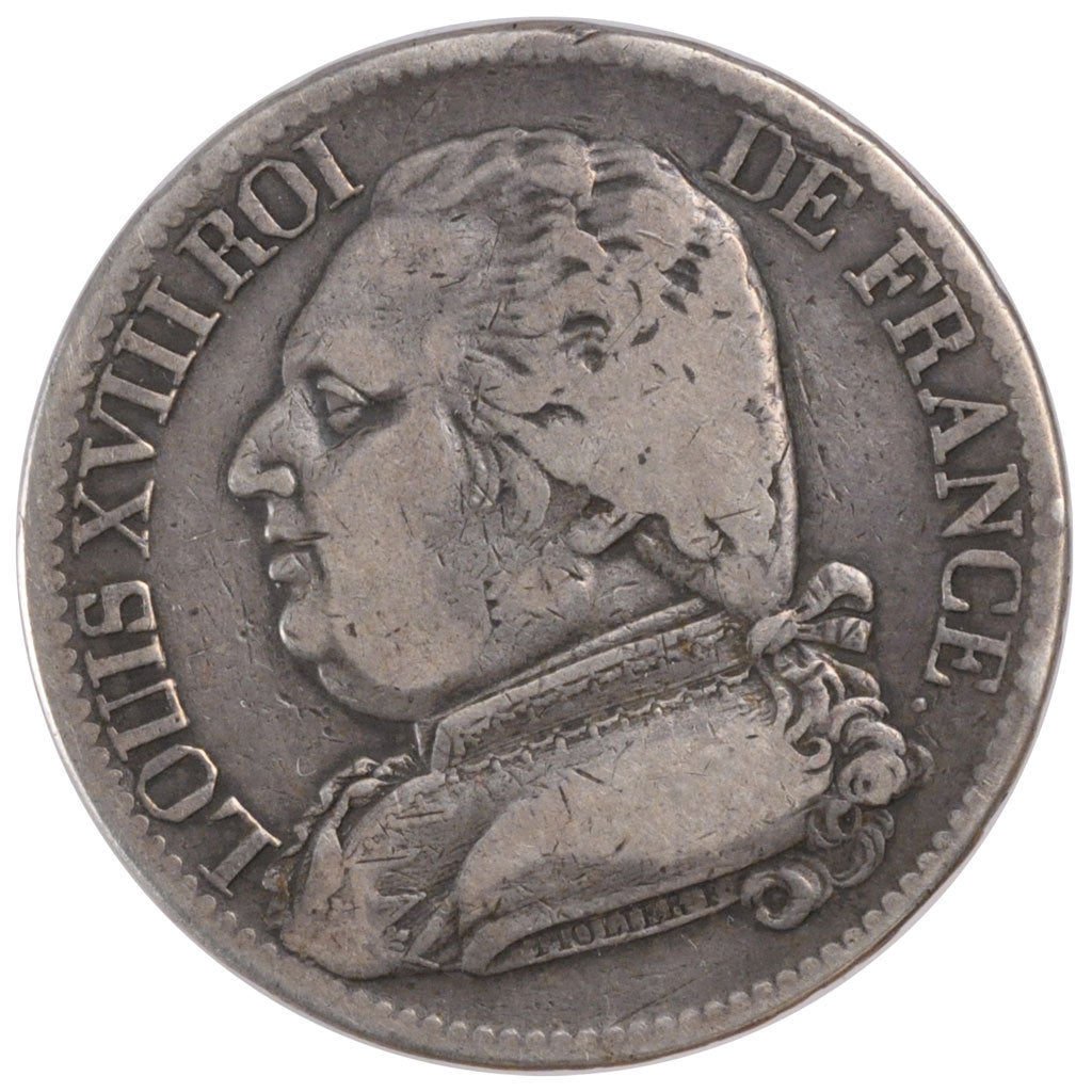 Francia, Louis XVIII, Louis XVIII, 5 Francs, 1814, Bayonne, MB+, Argento, Gad...