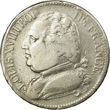 Moneda, Francia, Louis XVIII, Louis XVIII, 5 Francs, 1815, Limoges, BC+, Plata