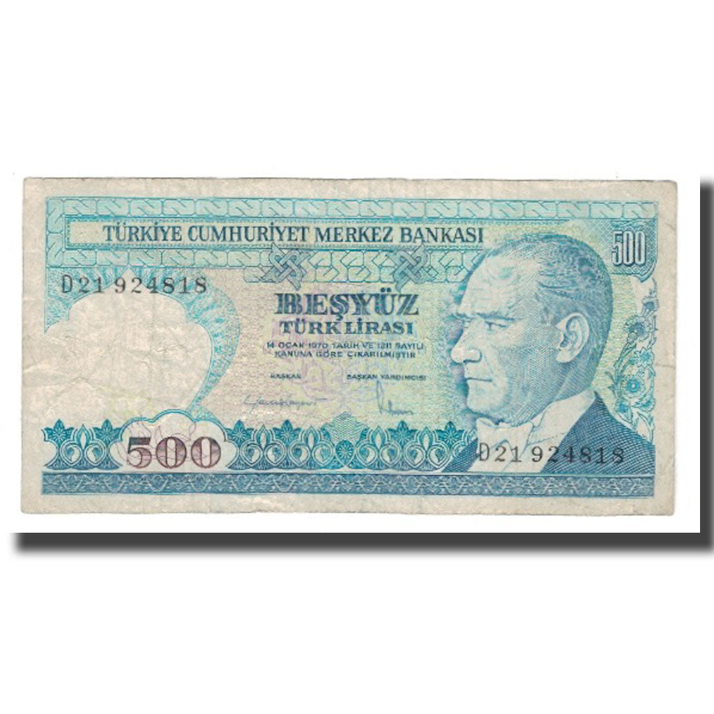 Banknote, Turkey, 500 Lira, L.1970, KM:195, VF(30-35)