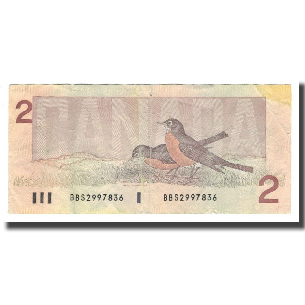 Nota, Canadá, 2 Dollars, 1986, KM:94b, EF(40-45)
