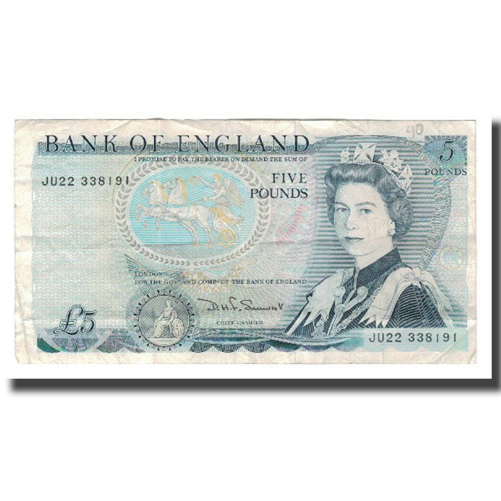 Nota, Grã-Bretanha, 5 Pounds, Undated (1971-91), KM:378c, EF(40-45)