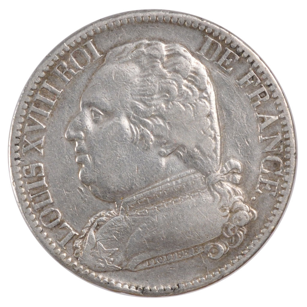 FRANCE, Louis XVIII, 5 Francs, 1815, La Rochelle, KM #702.5, EF(40-45), Silver,.