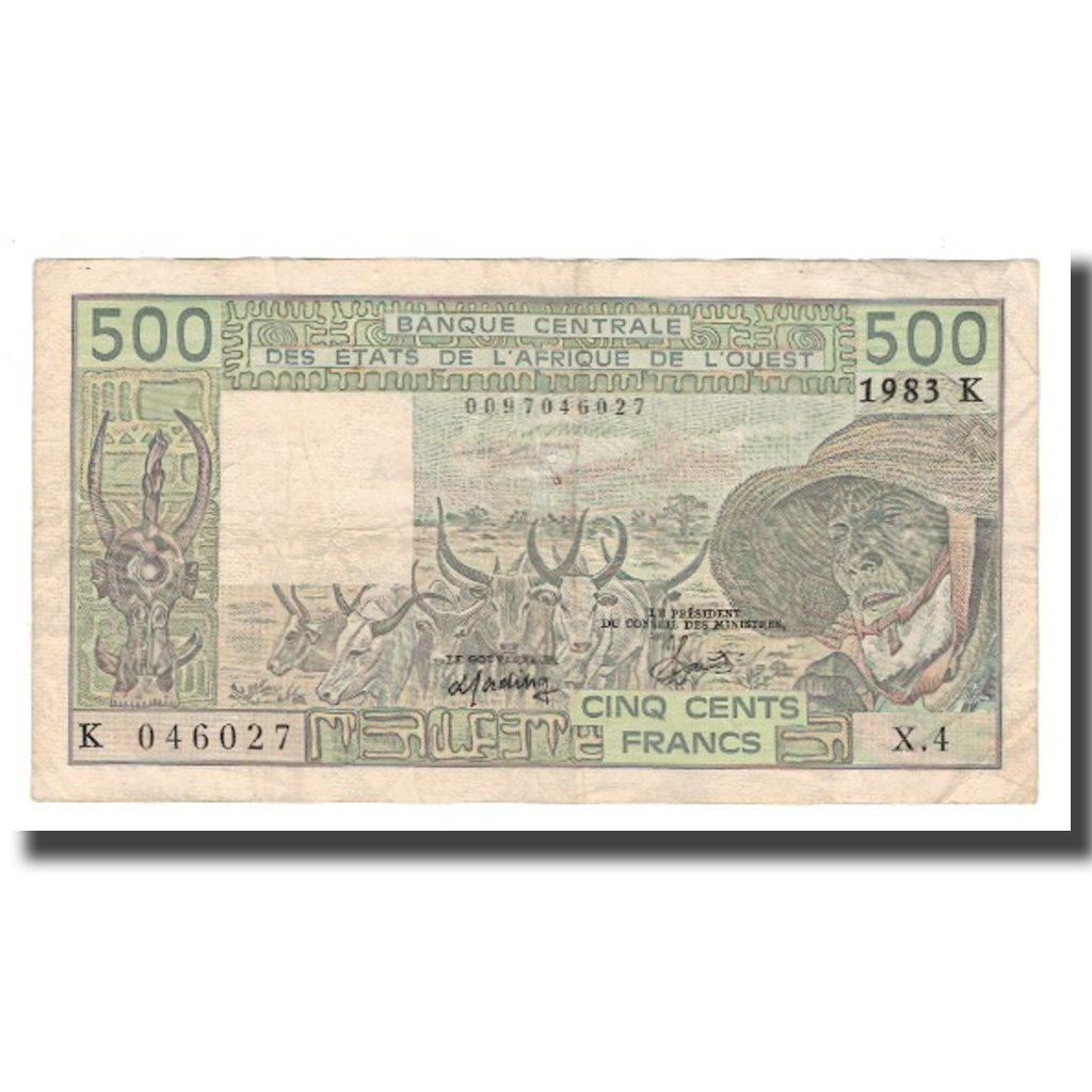 Banknote, West African States, 500 Francs, 1981-1990, 1983, KM:706Kf, EF(40-45)