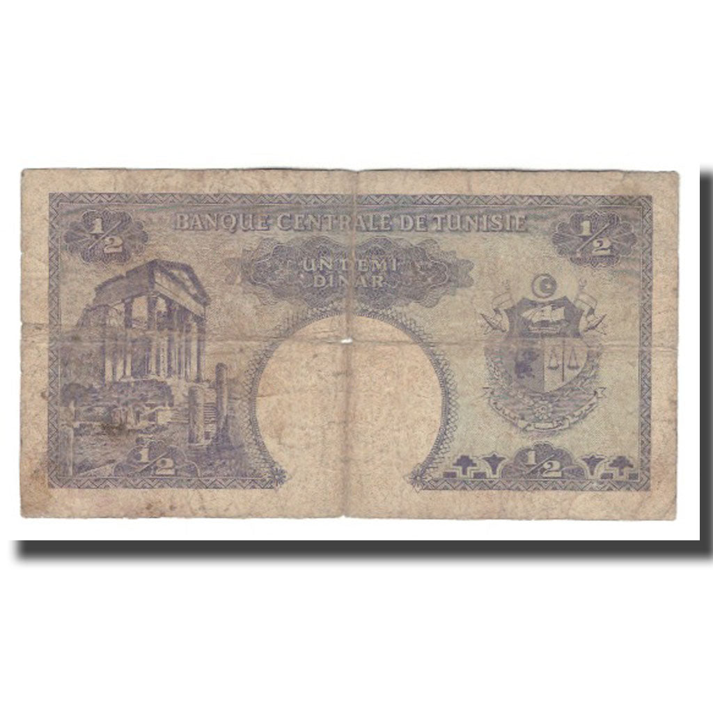 Banknote, Tunisia, 1/2 Dinar, KM:57, VF(20-25)