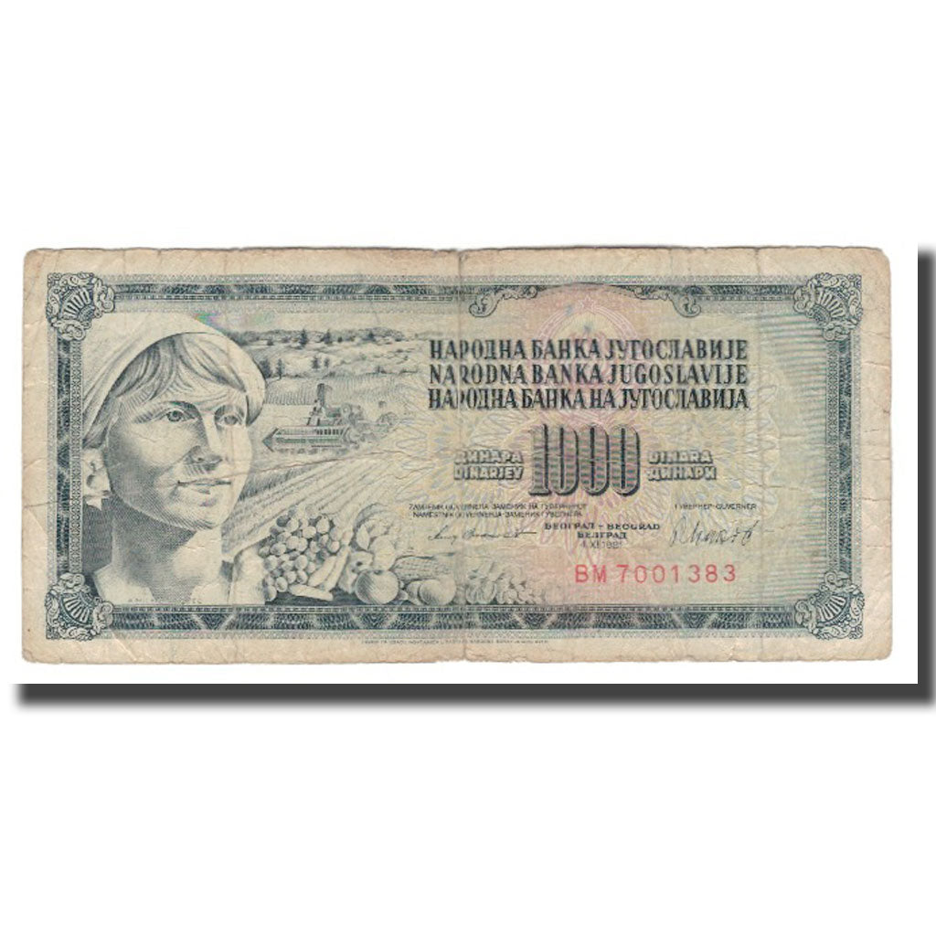 Billet, Yougoslavie, 1000 Dinara, 1981, 1981-11-04, KM:92a, B+