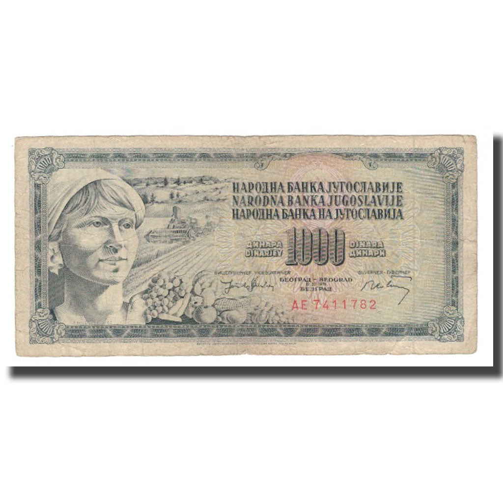 Banknote, Yugoslavia, 1000 Dinara, 1974, 1974-12-19, KM:92c, VF(30-35)