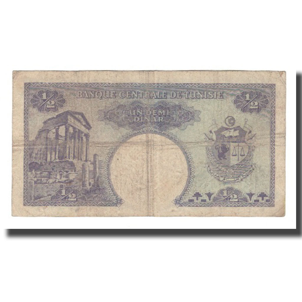Banknote, Tunisia, 1/2 Dinar, KM:57, VF(30-35)