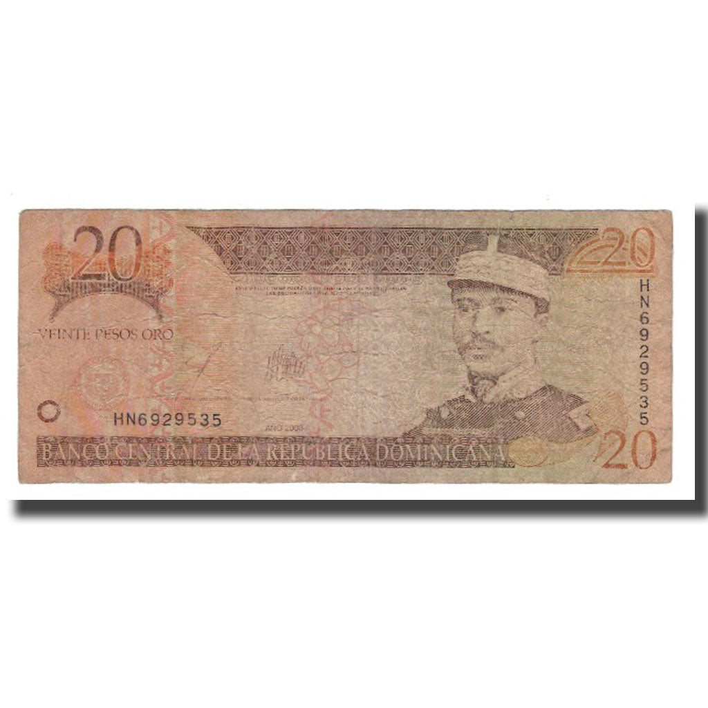 Banknot, Republika Dominikany, 20 Pesos Oro, 2001-2004, 2003, KM:169c, VG(8-10)