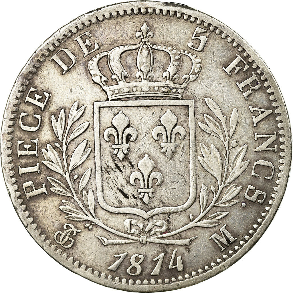 Moneta, Francia, Louis XVIII, Louis XVIII, 5 Francs, 1814, Toulouse, BB