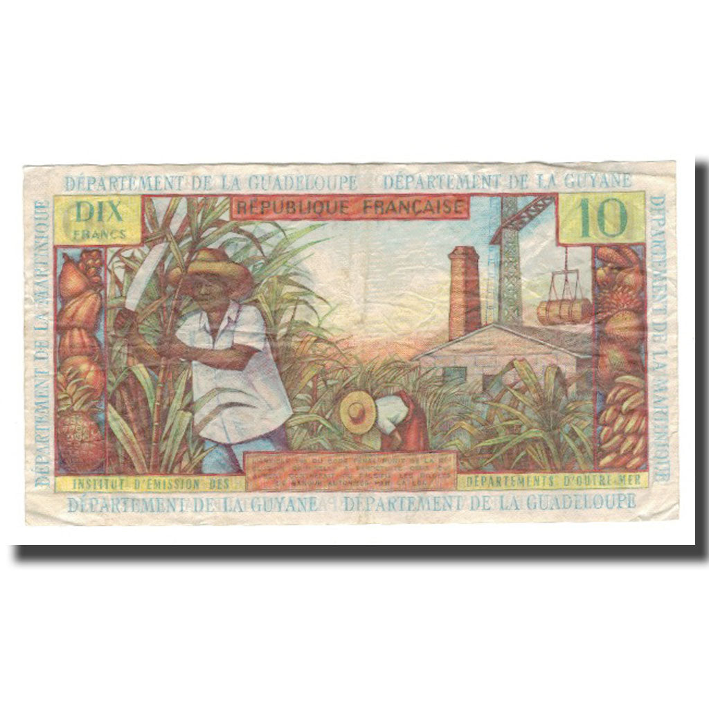Banknote, French Antilles, 10 Francs, Undated (1964), KM:8b, EF(40-45)