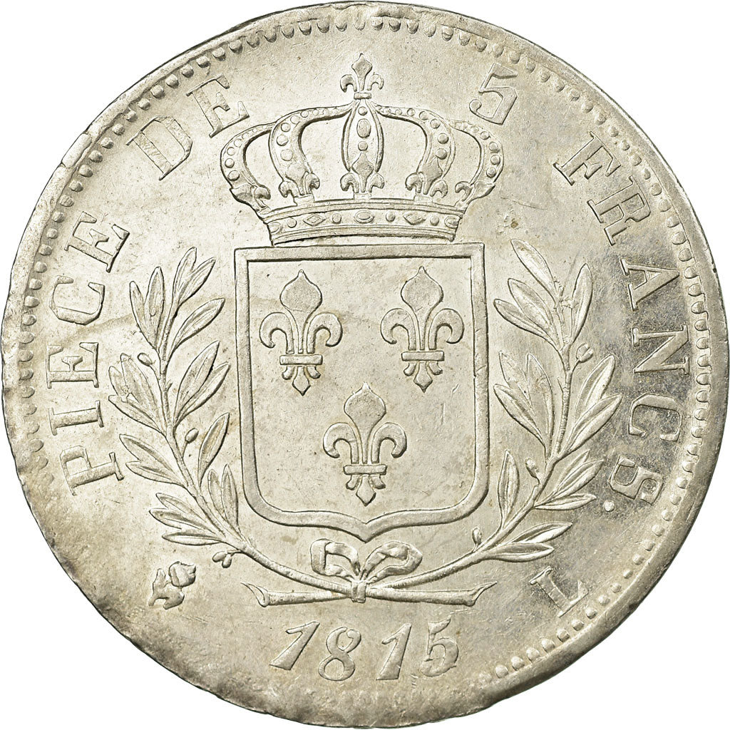 Coin, France, Louis XVIII, Louis XVIII, 5 Francs, 1815, Bayonne, AU(50-53)