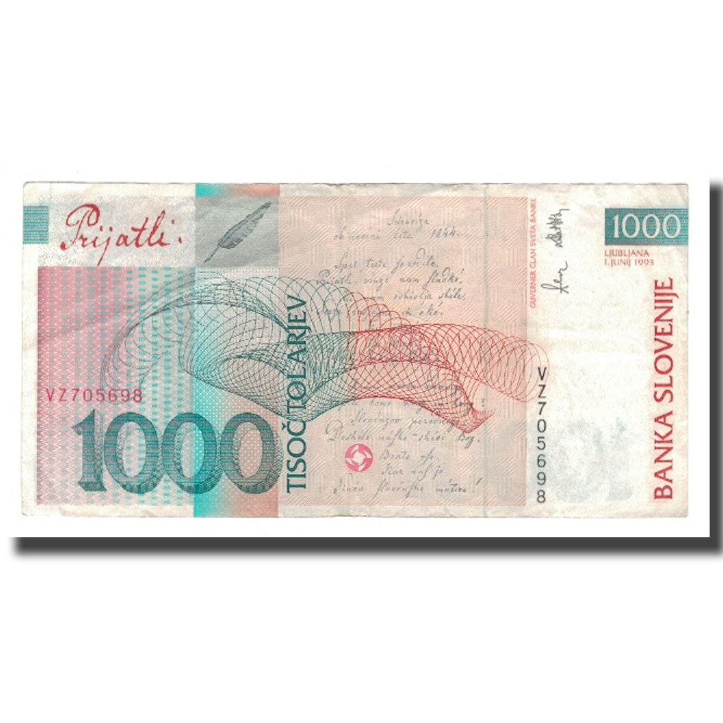 Billete, 1000 Tolarjev, 1993, Eslovenia, 1993-06-01, KM:18a, MBC