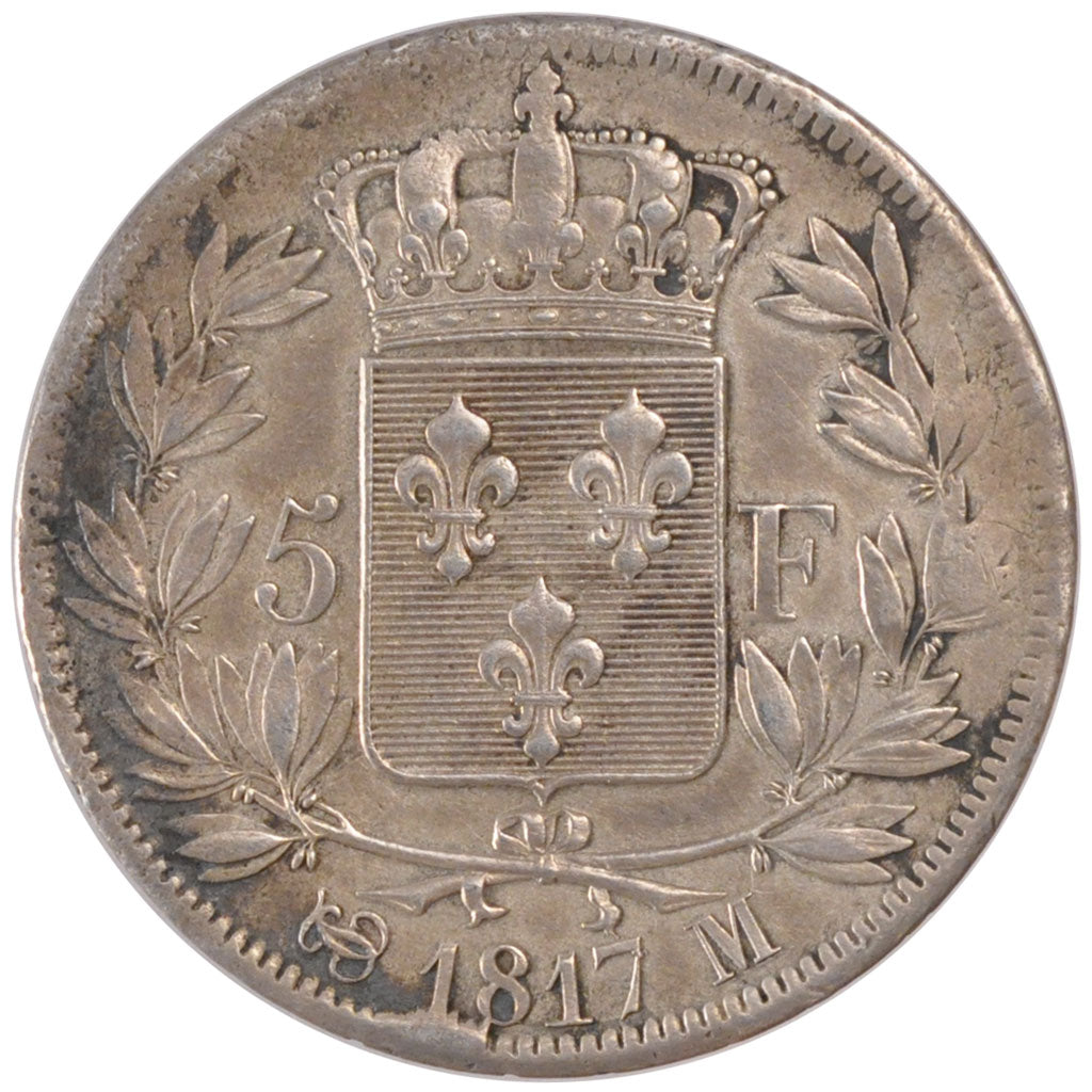 Francia, Louis XVIII, 5 Francs, 1817, Toulouse, MB, Argento, Gadoury:614