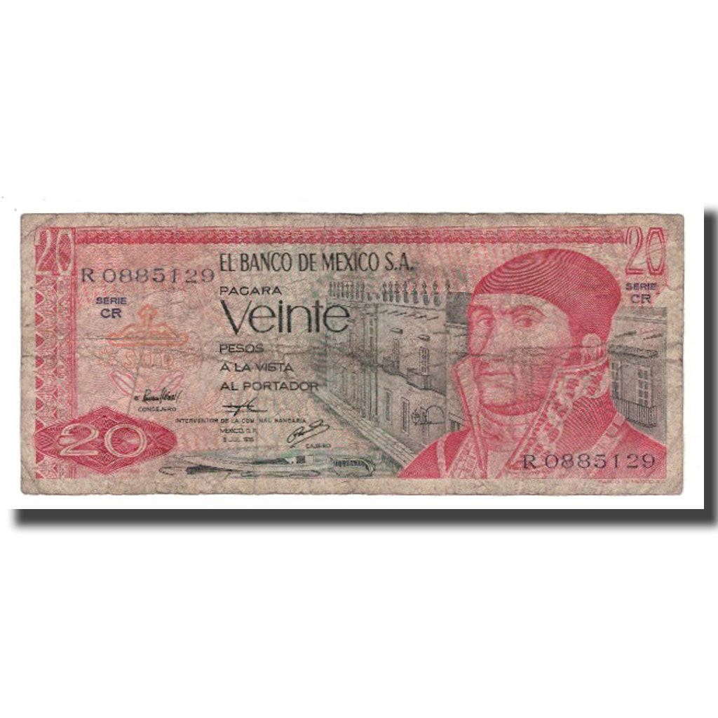 Nota, México, 20 Pesos, 1976, 1976-07-08, KM:64c, VG(8-10)