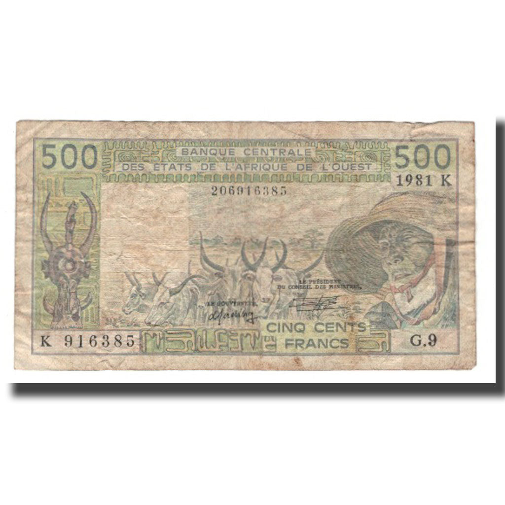 Biljet, West Afrikaanse Staten, 500 Francs, 1981-1990, KM:706Kc, TB