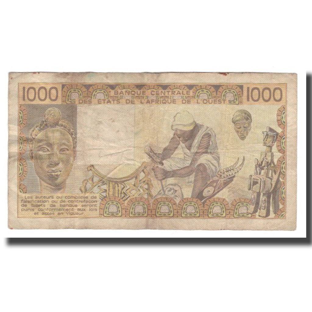 Banknote, West African States, 1000 Francs, 1981-1990, 1981, KM:207Bb, VF(20-25)