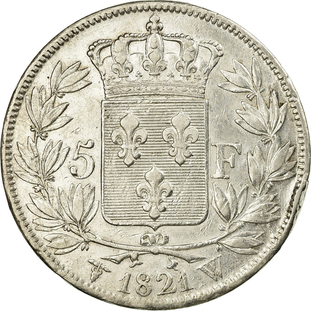 Coin, France, Louis XVIII, Louis XVIII, 5 Francs, 1821, Lille, AU(50-53)