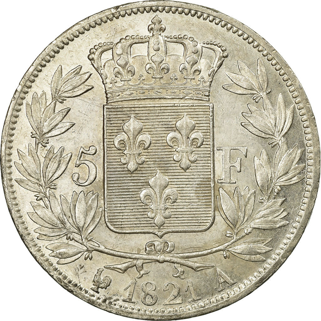 Coin, France, Louis XVIII, Louis XVIII, 5 Francs, 1821, Paris, AU(55-58)