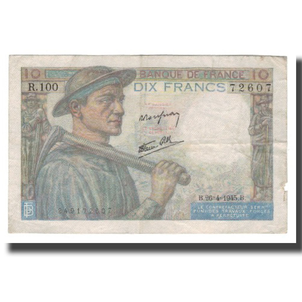 France, 10 Francs, 1945, 1945-04-26, TTB, Fayette:08.14, KM:99e