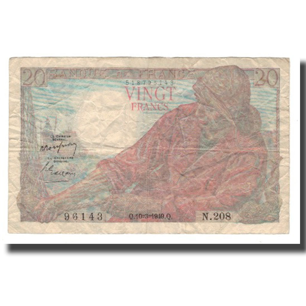 France, 20 Francs, 1949, 1949-03-10, EF(40-45), Fayette:13.14, KM:100c