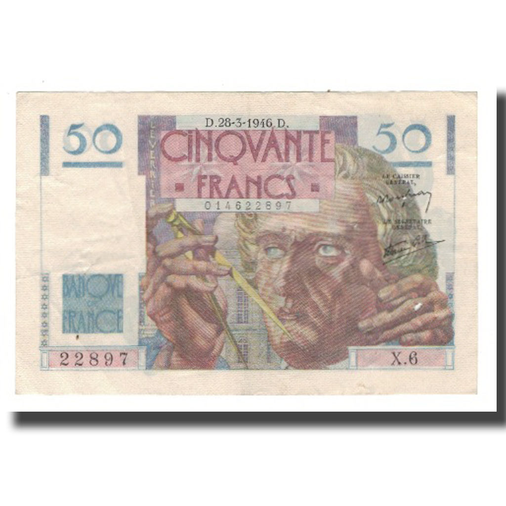 França, 50 Francs, 1946, 1946-03-28, EF(40-45), Fayette:20.02, KM:127a