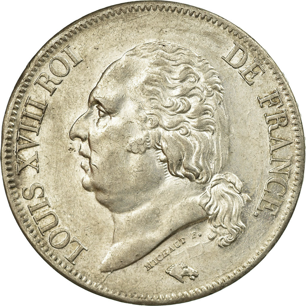 Coin, France, Louis XVIII, Louis XVIII, 5 Francs, 1824, Rouen, AU(55-58)