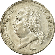 Coin, France, Louis XVIII, Louis XVIII, 5 Francs, 1824, Rouen, AU(55-58)