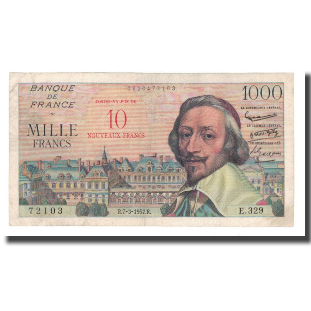 Francia, 10 Nouveaux Francs on 1000 Francs, 1957, 1957-03-07, MBC+