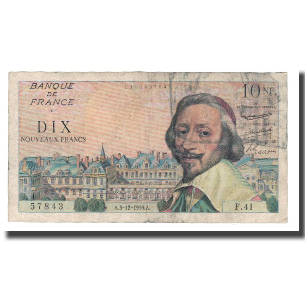 Frankrijk, 10 Nouveaux Francs, 1959, 1959-12-03, TB, Fayette:57.04, KM:142a