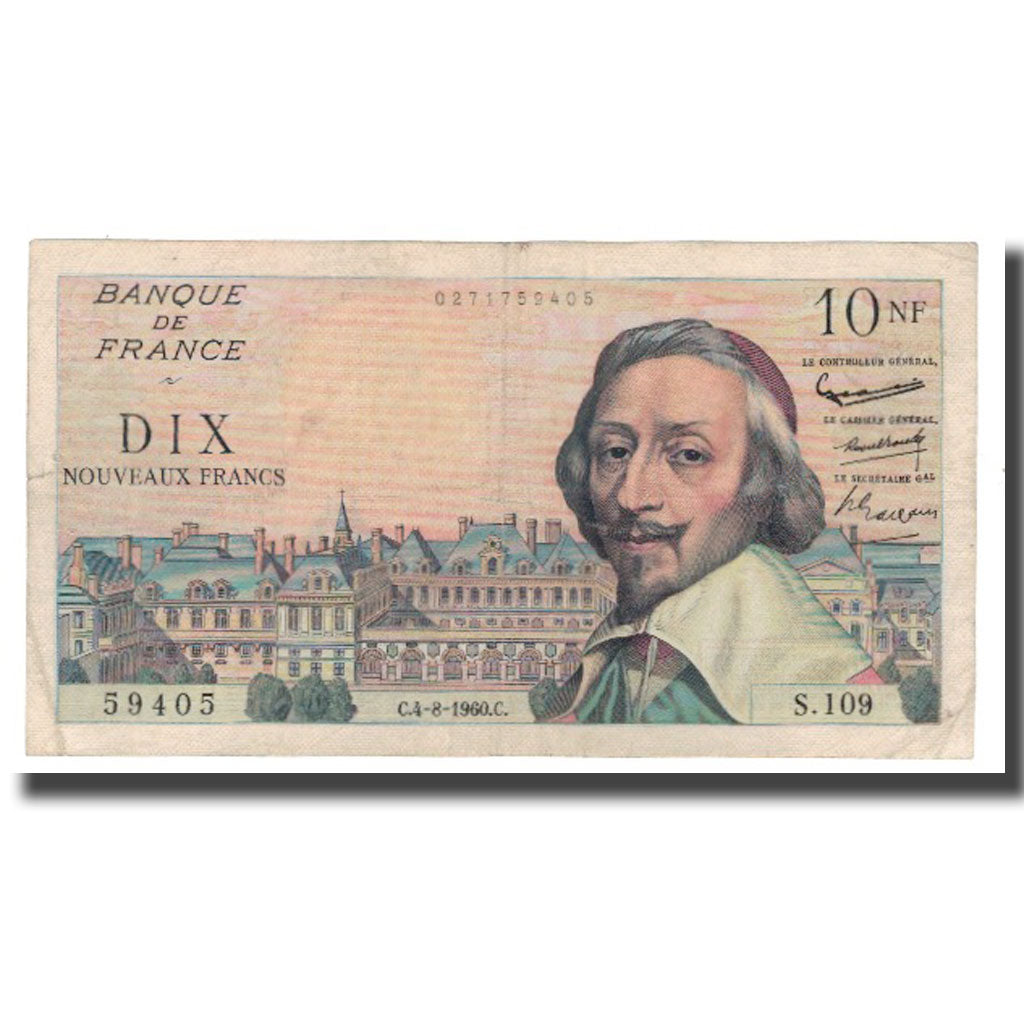França, 10 Nouveaux Francs, 1960, 1960-08-04, VF(30-35), Fayette:57.09, KM:142a