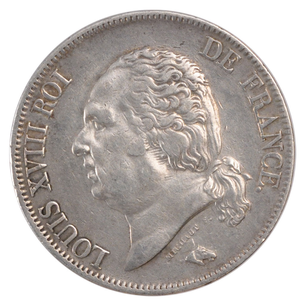Monnaie, France, Louis XVIII, 5 Francs, 1824, Toulouse, TTB+, Argent