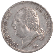 Moneda, Francia, Louis XVIII, 5 Francs, 1824, Limoges, MBC, Plata, KM:711.6