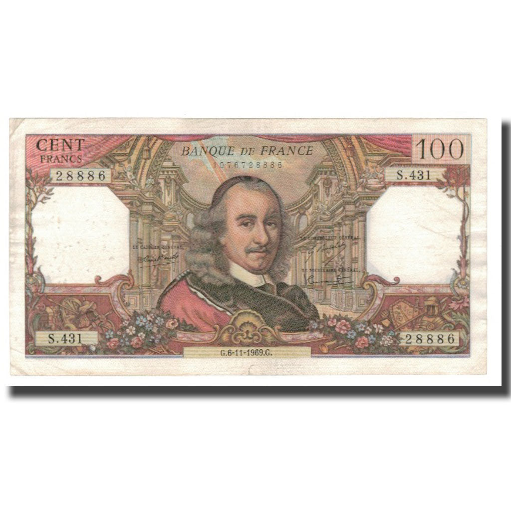 France, 100 Francs, 1969, 1969-11-06, AU(50-53), Fayette:65.28, KM:149c