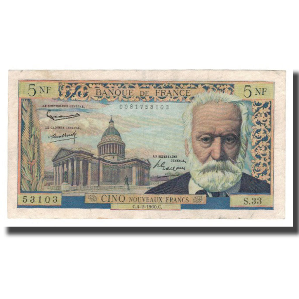 Frankreich, 5 Nouveaux Francs, 1960, 1960-02-04, S+, Fayette:56.05, KM:141a