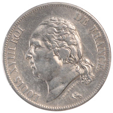 Monnaie, France, Louis XVIII, 5 Francs, 1824, La Rochelle, TTB+, Argent