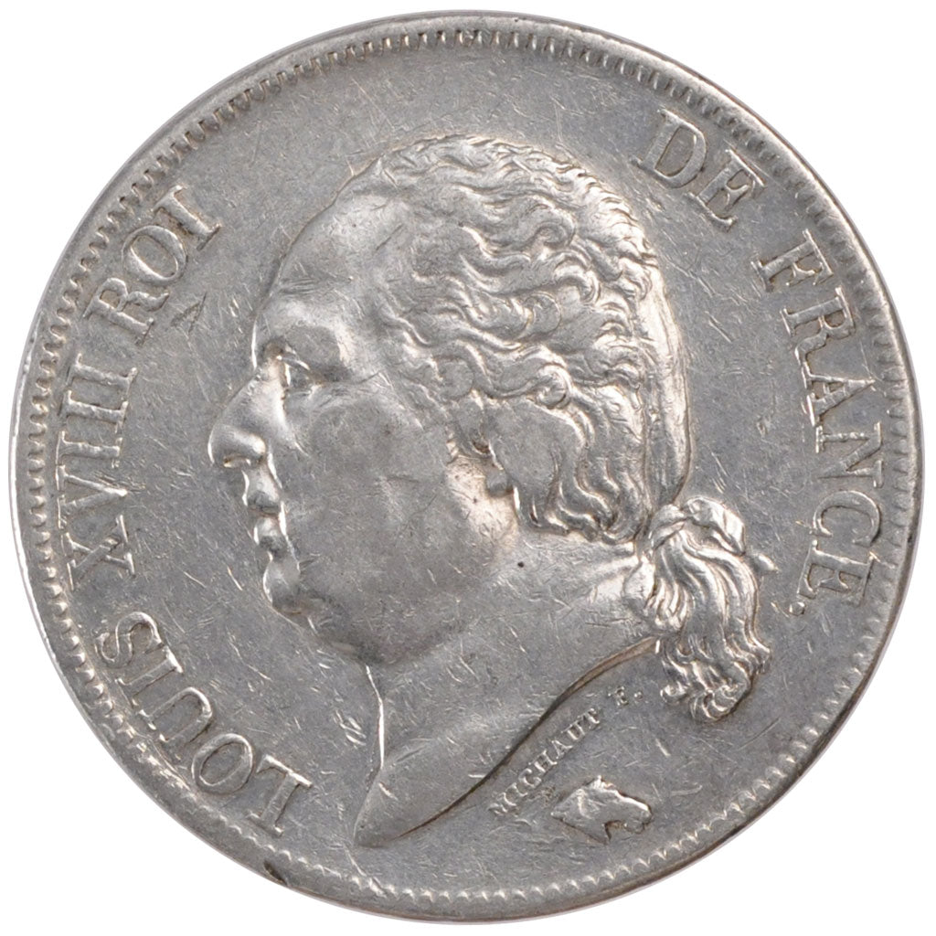 FRANCE, Louis XVIII, 5 Francs, 1823, Paris, KM #711.1, EF(40-45), Silver,...