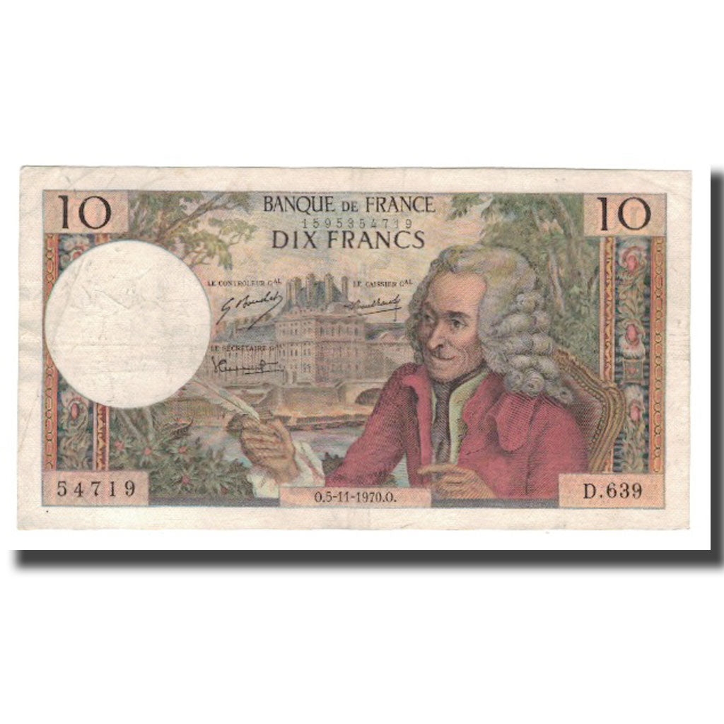 Francia, 10 Francs, 1970, 1970-11-05, MB+, Fayette:62.47, KM:147c