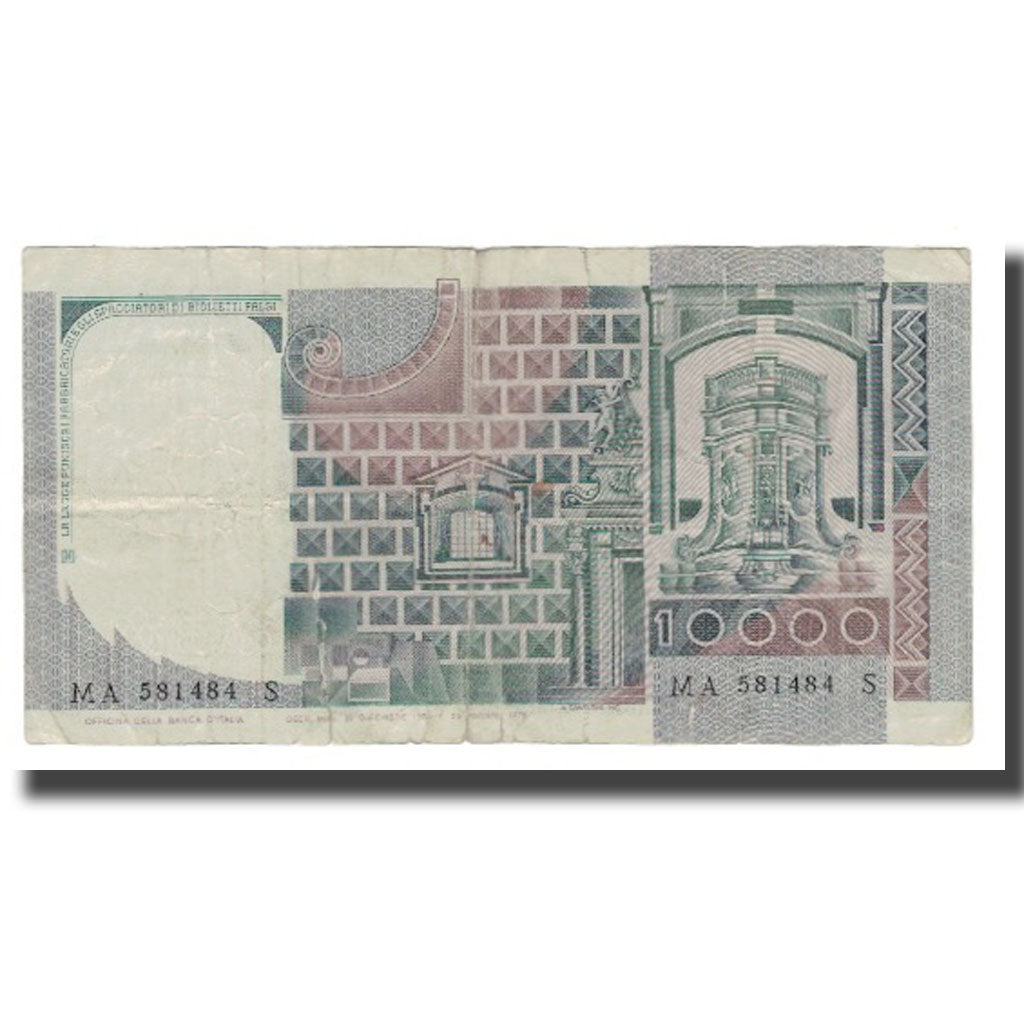 Biljet, Italië, 10,000 Lire, 1976-1984, KM:106a, B+