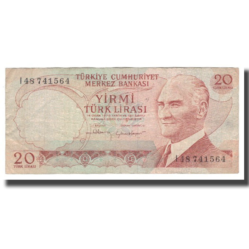 Biljet, Turkije, 20 Lira, L.1970 (1974), KM:187b, TTB