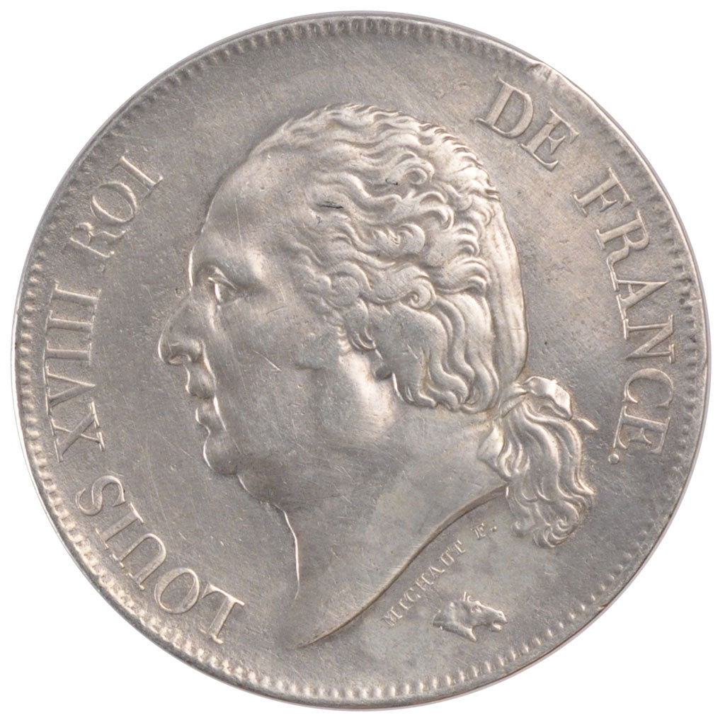 Coin, France, Louis XVIII, Louis XVIII, 5 Francs, 1822, Lille, AU(50-53)