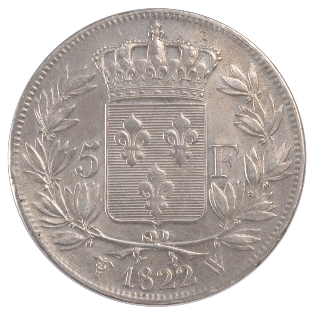 Coin, France, Louis XVIII, Louis XVIII, 5 Francs, 1822, Lille, AU(50-53)