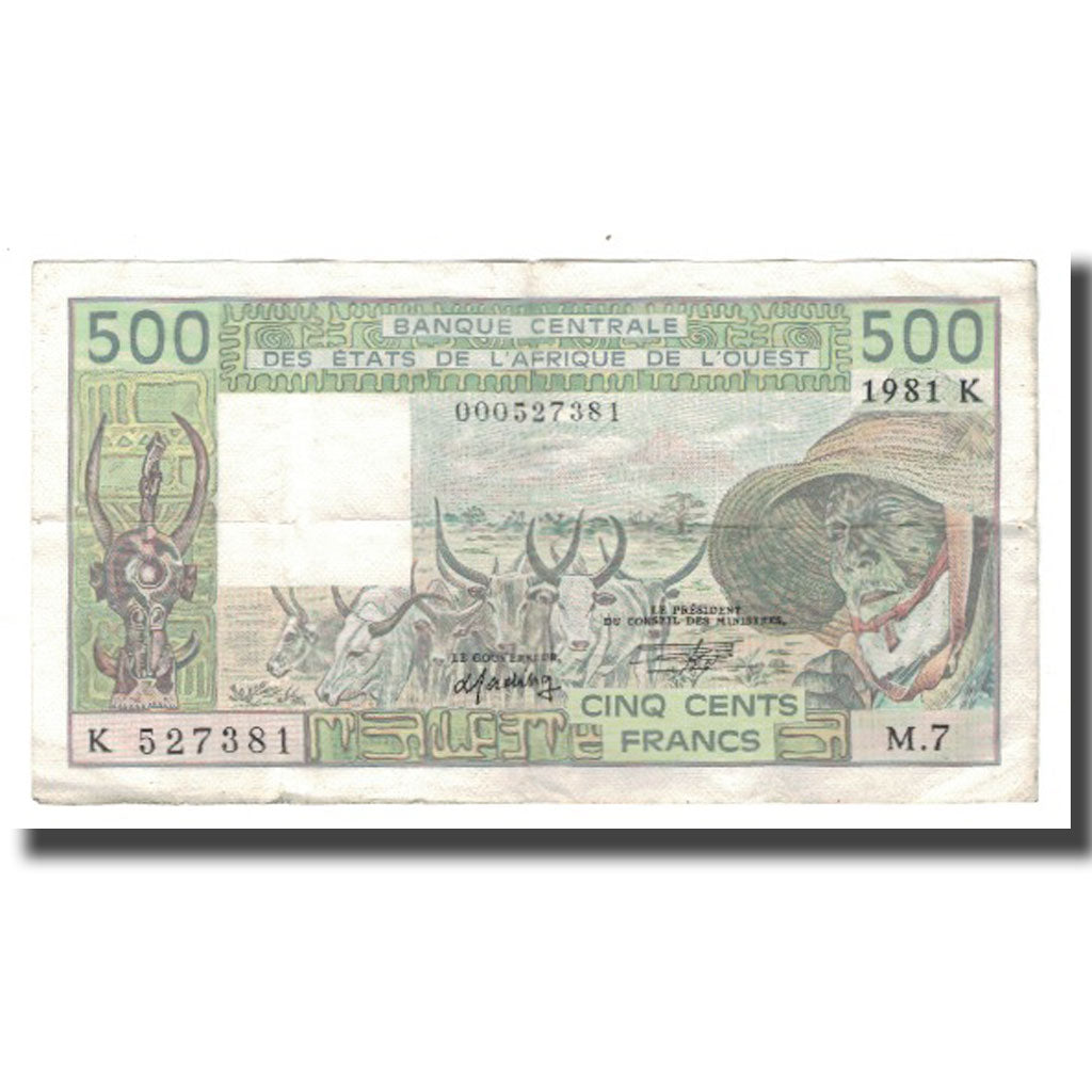 Geldschein, West African States, 500 Francs, 1981, KM:706Kc, SS