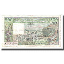 Geldschein, West African States, 500 Francs, 1981, KM:706Kc, SS