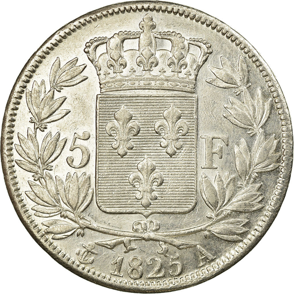Coin, France, Charles X, 5 Francs, 1825, Paris, AU(50-53), Silver, KM:720.1