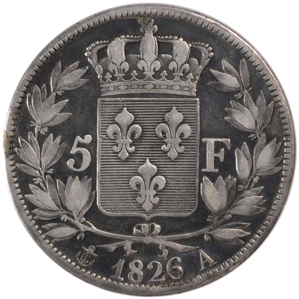 FRANCE, Charles X, 5 Francs, 1826, Paris, KM #720.1, EF(40-45), Silver, Gadoury.