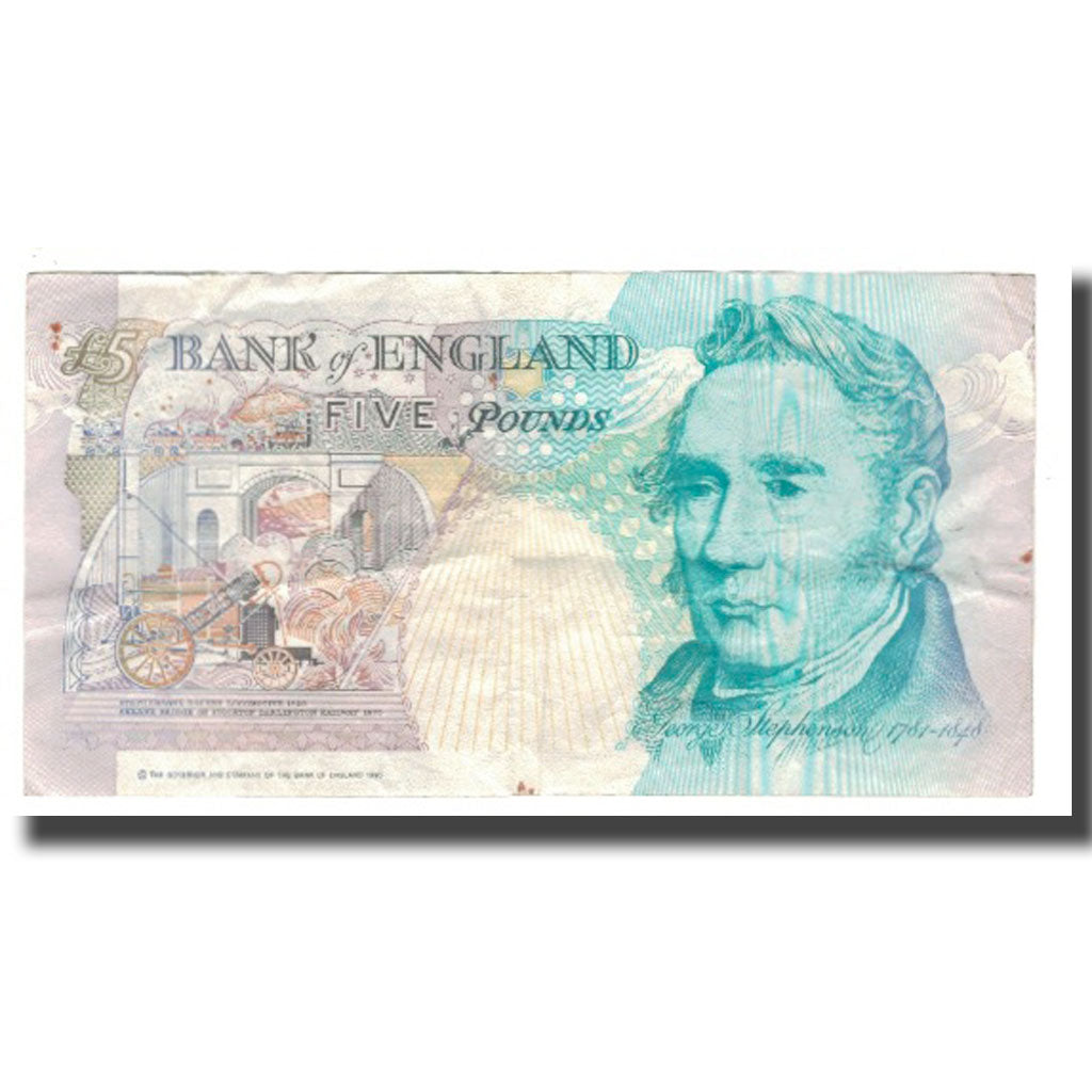 Banconote, Gran Bretagna, 5 Pounds, undated (1991-1998), KM:382b, MB+