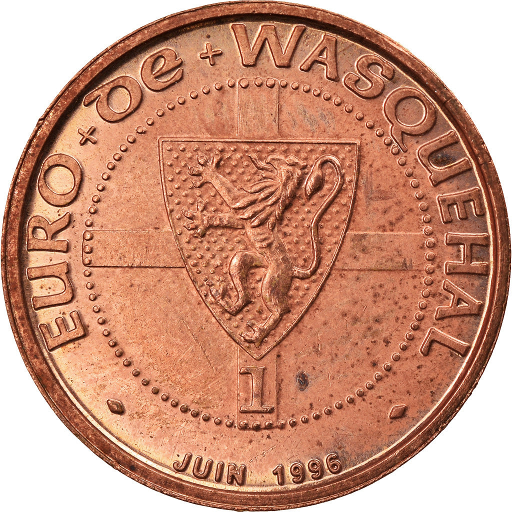 France, Medal, 1 Euro de Wasquehal, 1996, MS(60-62), Copper